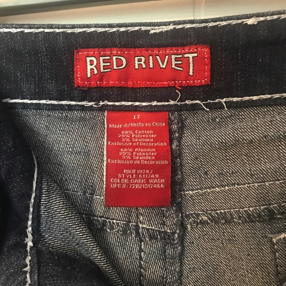 Red Rivet Boot Cut Jeans - Picture 5 of 7